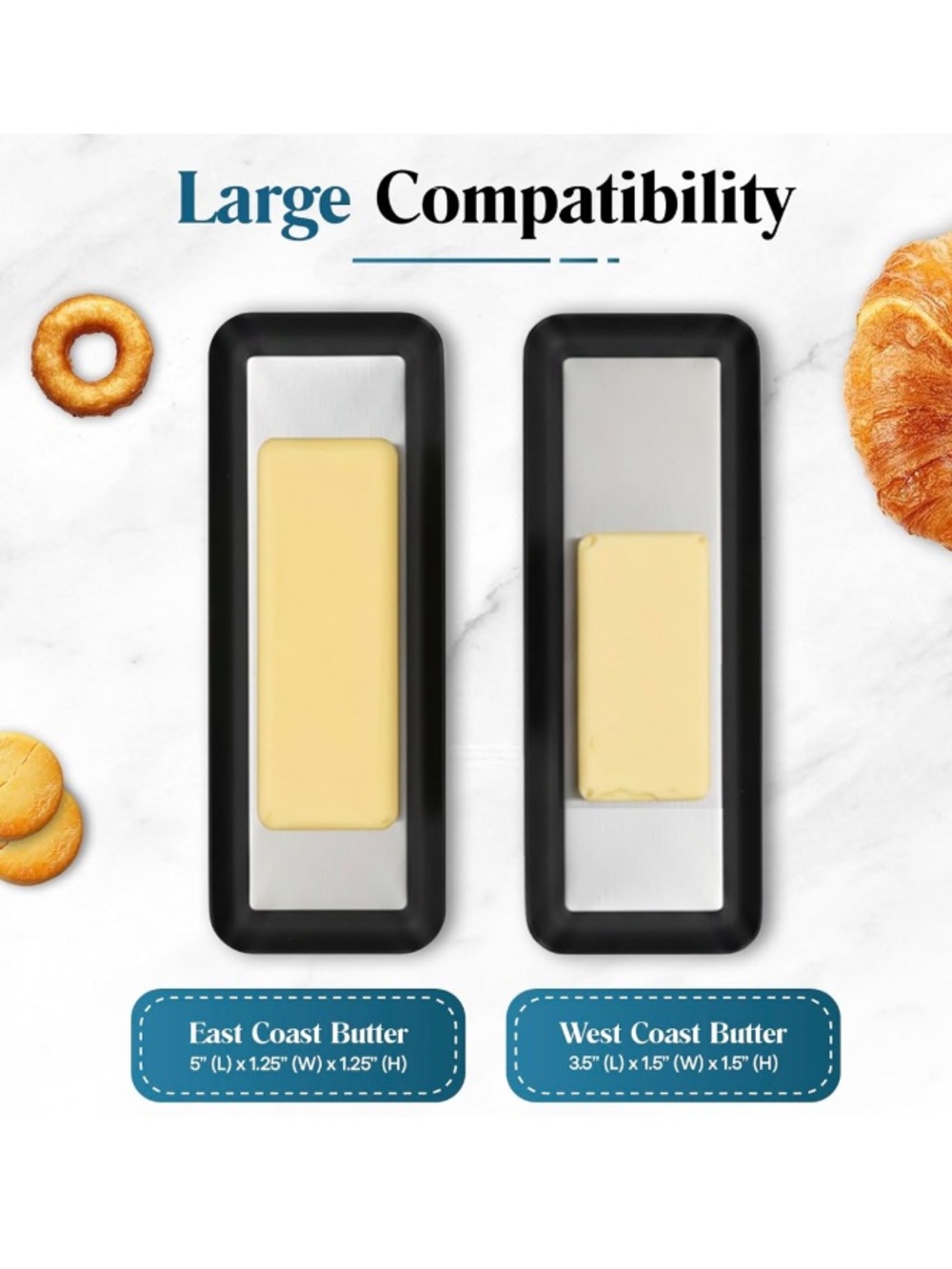 Smart Butter Dish Keeps Butter Cool, Fresh & Convenient On The Counter, White - Picture 5 of 9